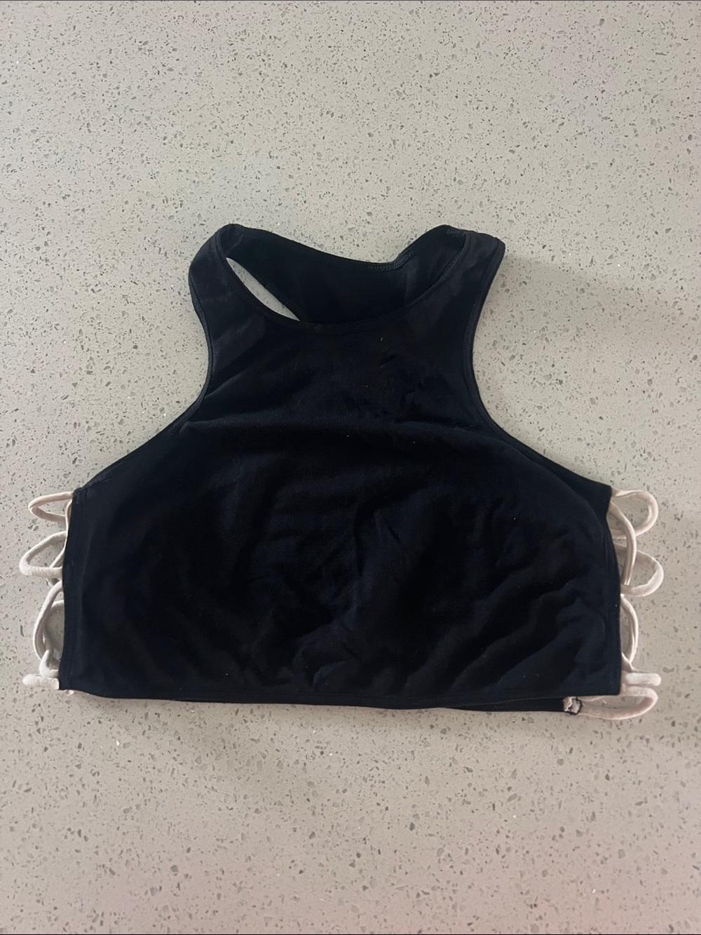 Free people Black High Neck razorback Crop Top with Side Detail